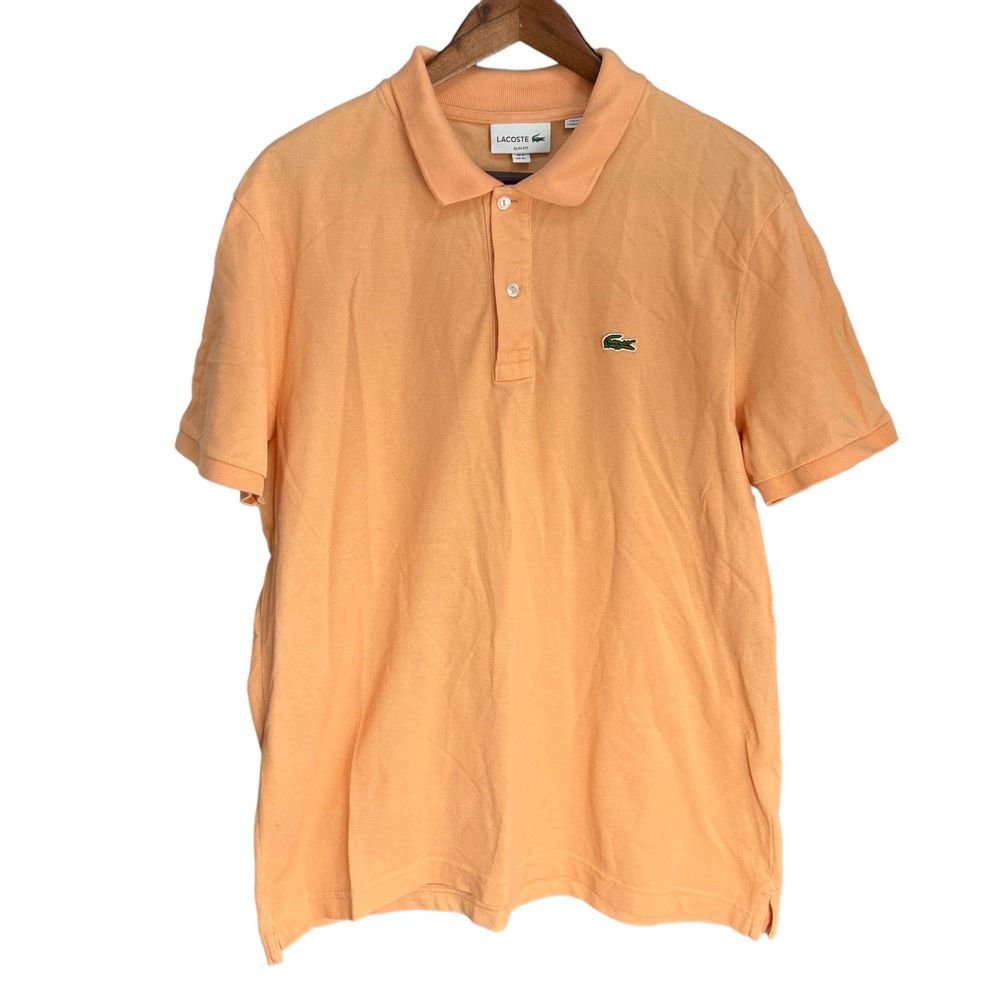 Lacoste Polo Shirt Mens US XL FR 6 Slim Fit Peach Color
